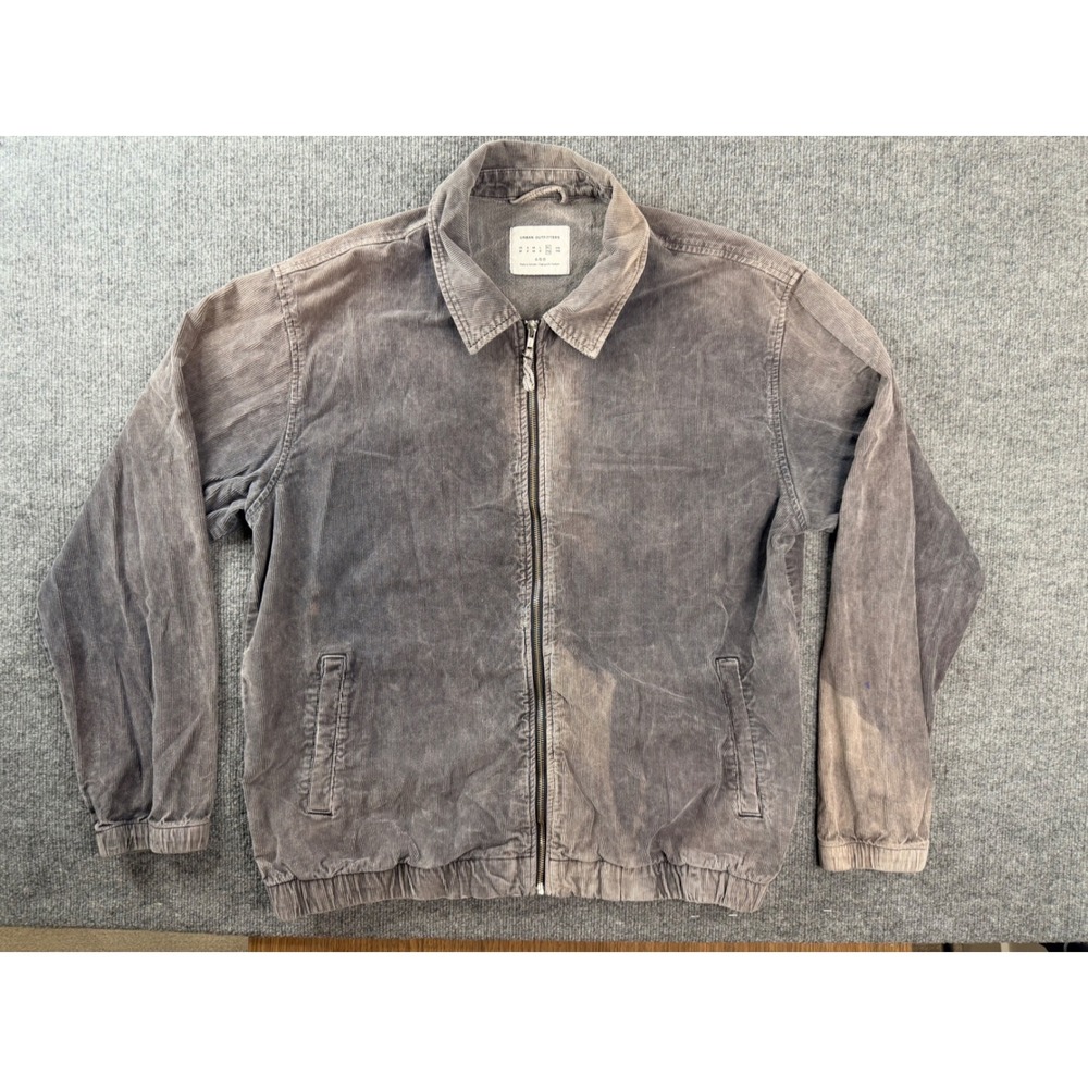 Urban Outfitters Mens XL Grey Corduroy Zip Up Jacket Faded Y2K Streetwear XL
